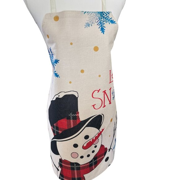 Merry Christmas Linen Blend Full Apron Frosty The Snowman NEW - Picture 1 of 6